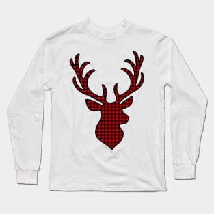 Plaid Deer Silhouette Long Sleeve T-Shirt